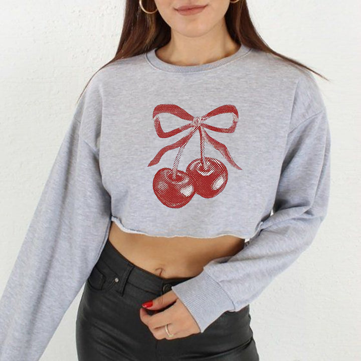 Women Graphic Printed Crop Sweatshirt