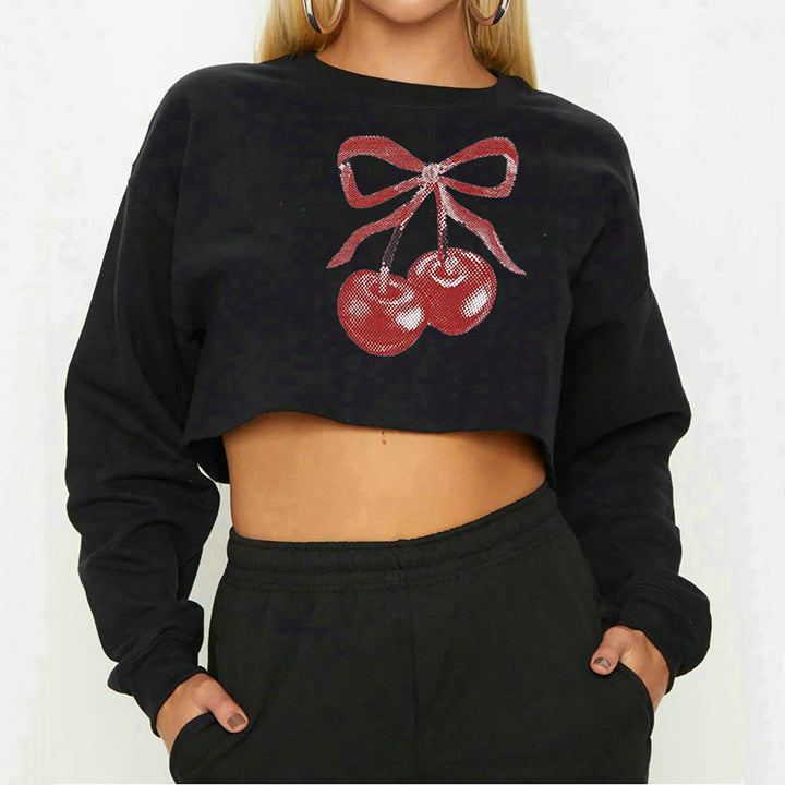 Women Graphic Printed Crop Sweatshirt