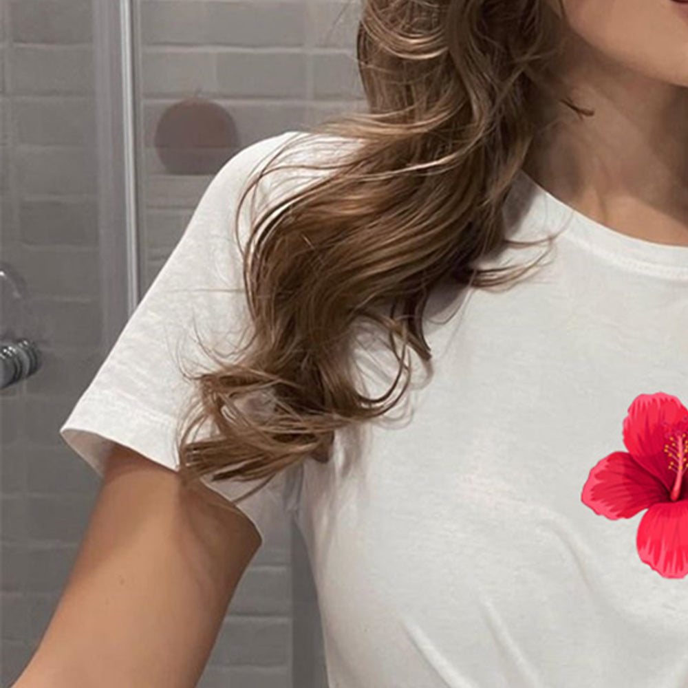 Women Printed Raw Edge Slim Fit T-shirt