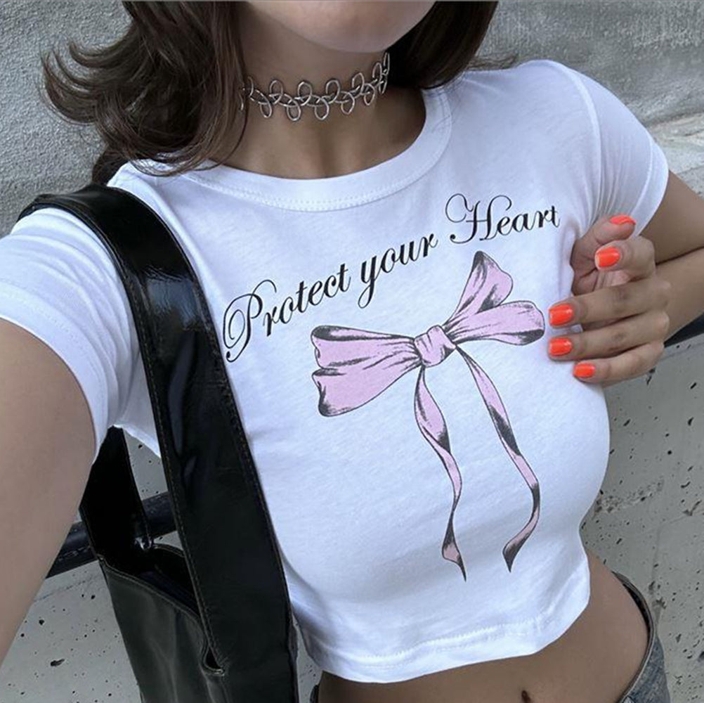 Women Printed Raw Edge Slim Fit T-shirt