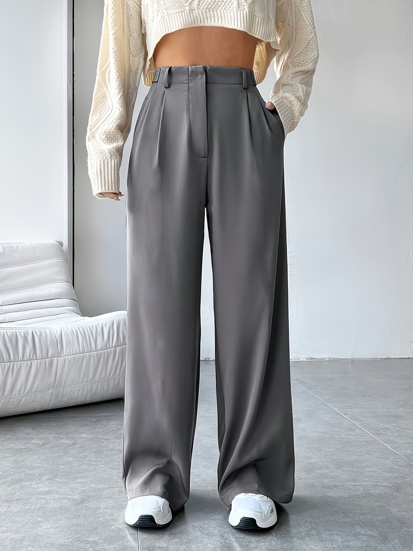 Women Solid Regular Fit Mid-Rise Formal Trousers