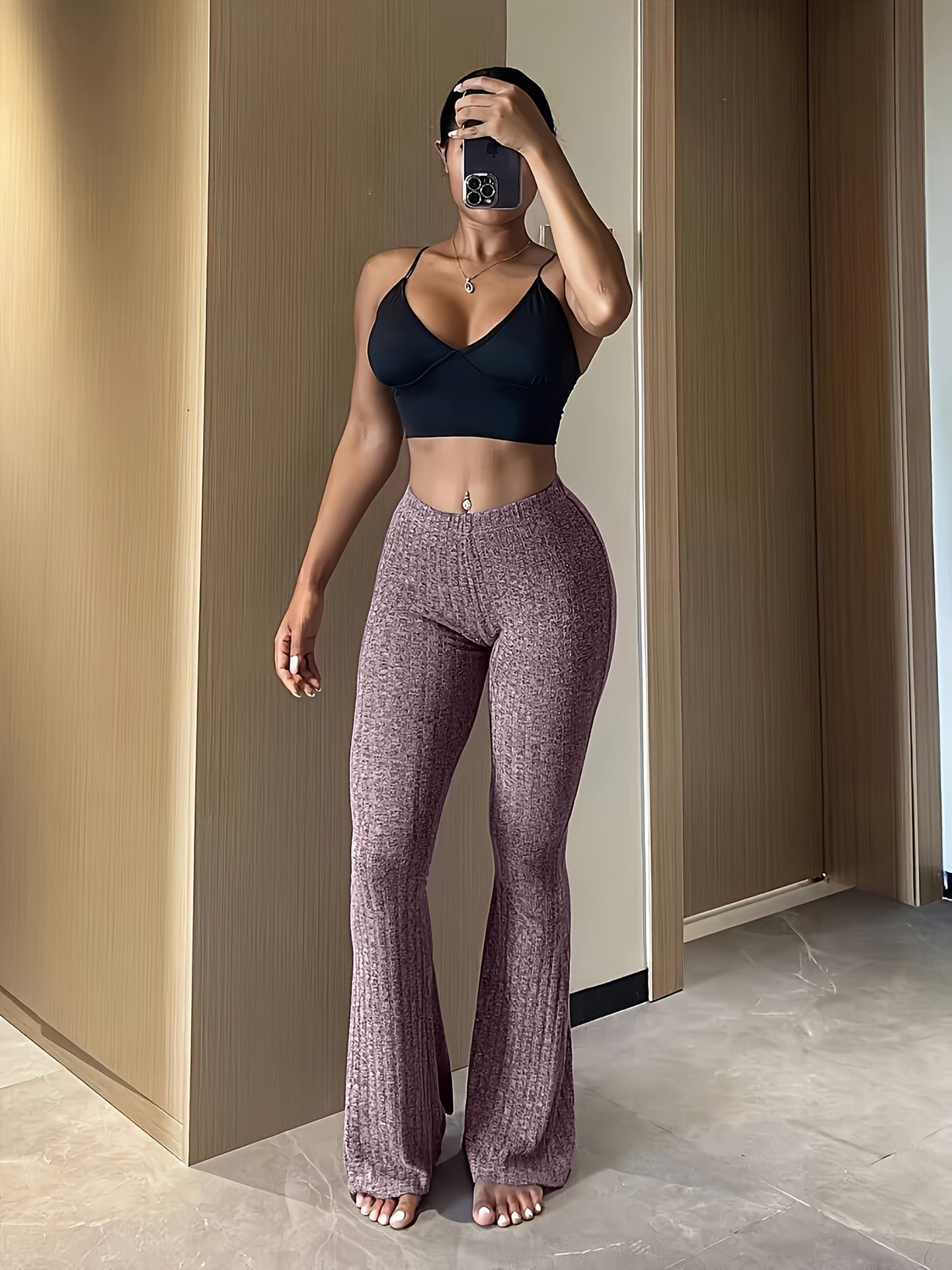 Women Solid Easy Wash Bootcut Trousers