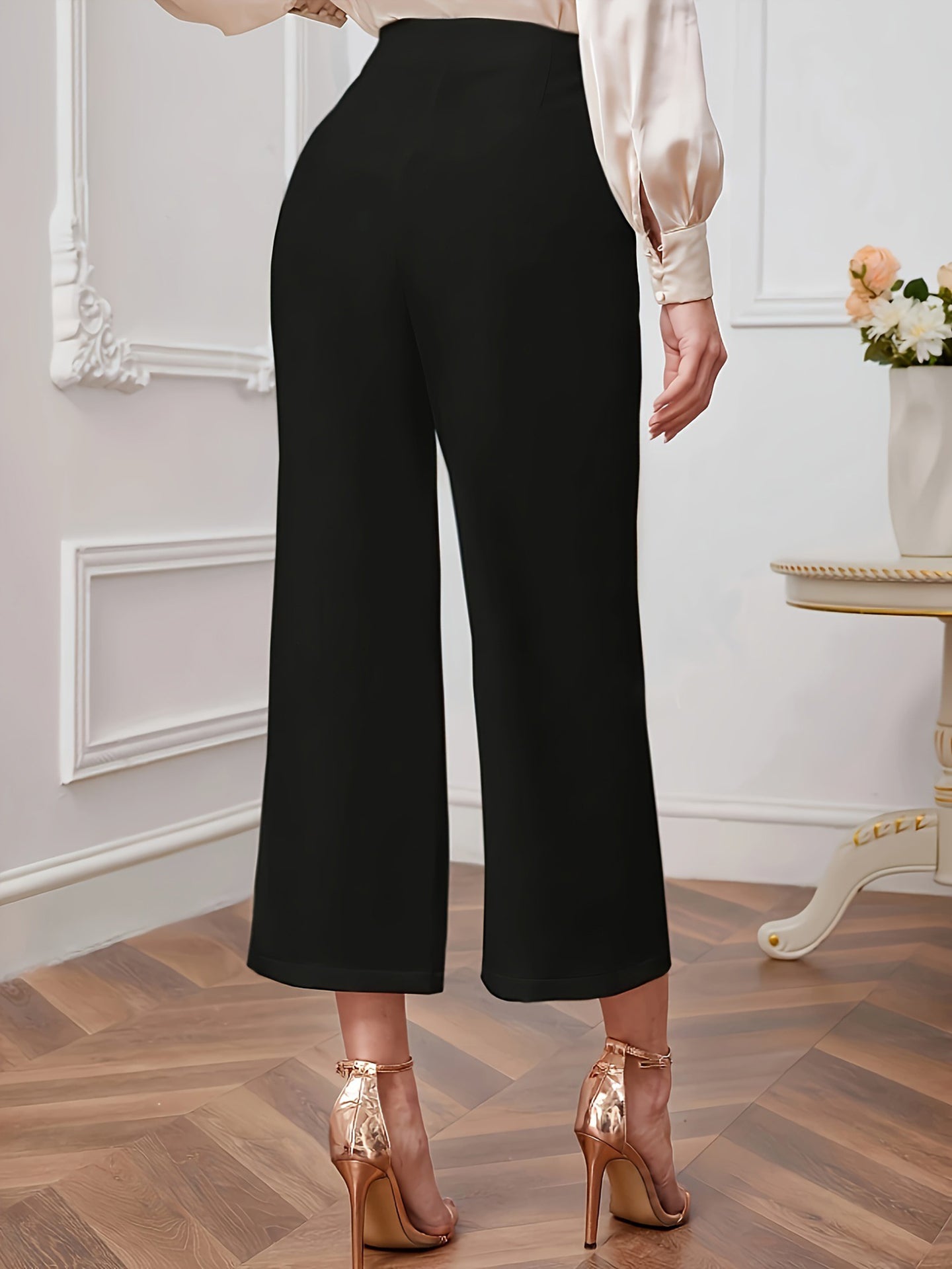 Women Easy Wash Wide Leg Trousers