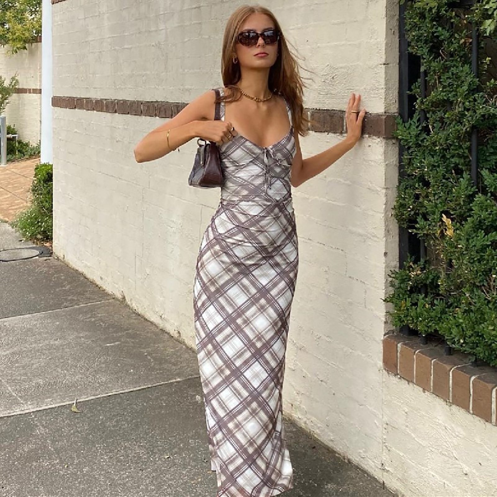 Women Shoulder Straps Sheath Dress