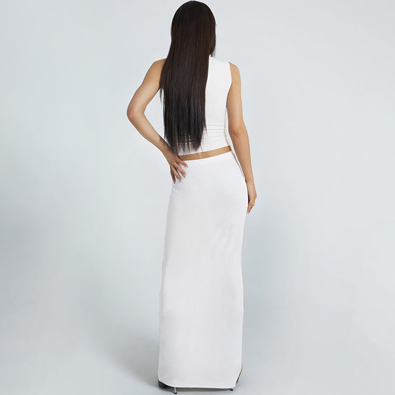 Printed Sleeveless Top With Skirt