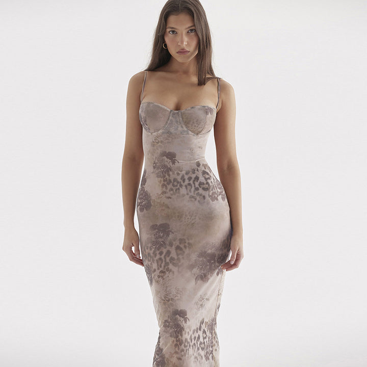 Animal Print Bodycon Maxi Dress