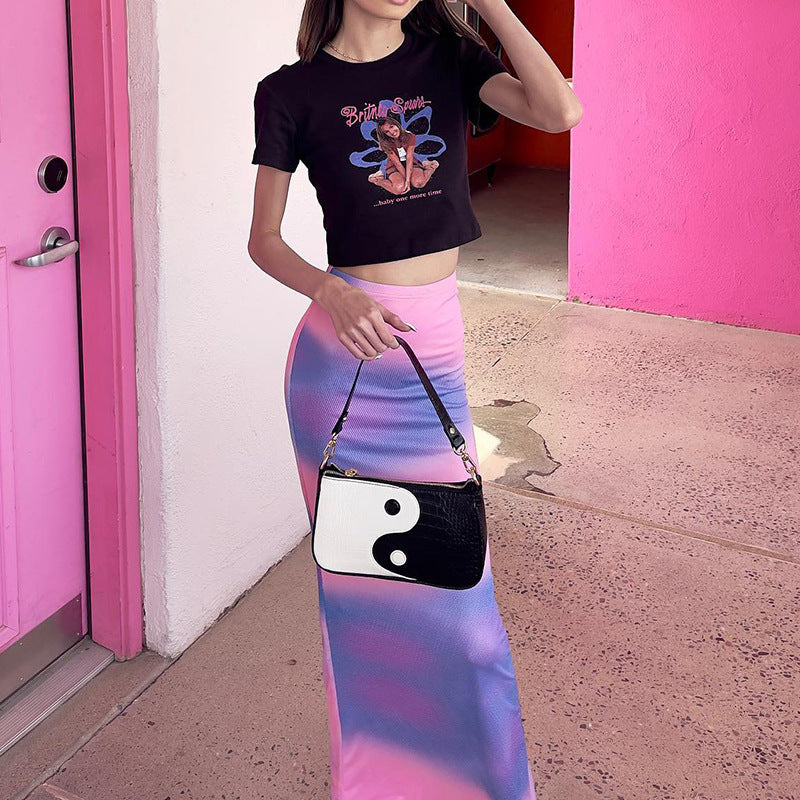Women Mid Rise Dyed Pencil Maxi Skirt