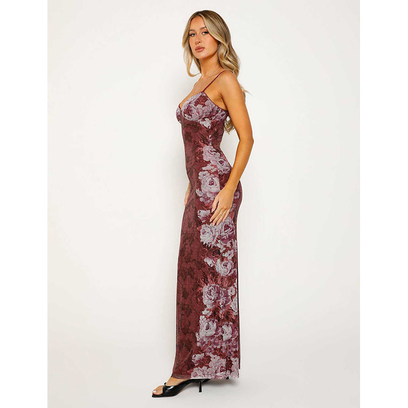 Floral Georgette Bodycon Maxi Dress