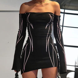 Women Off-Shoulder Sheath Mini Dress