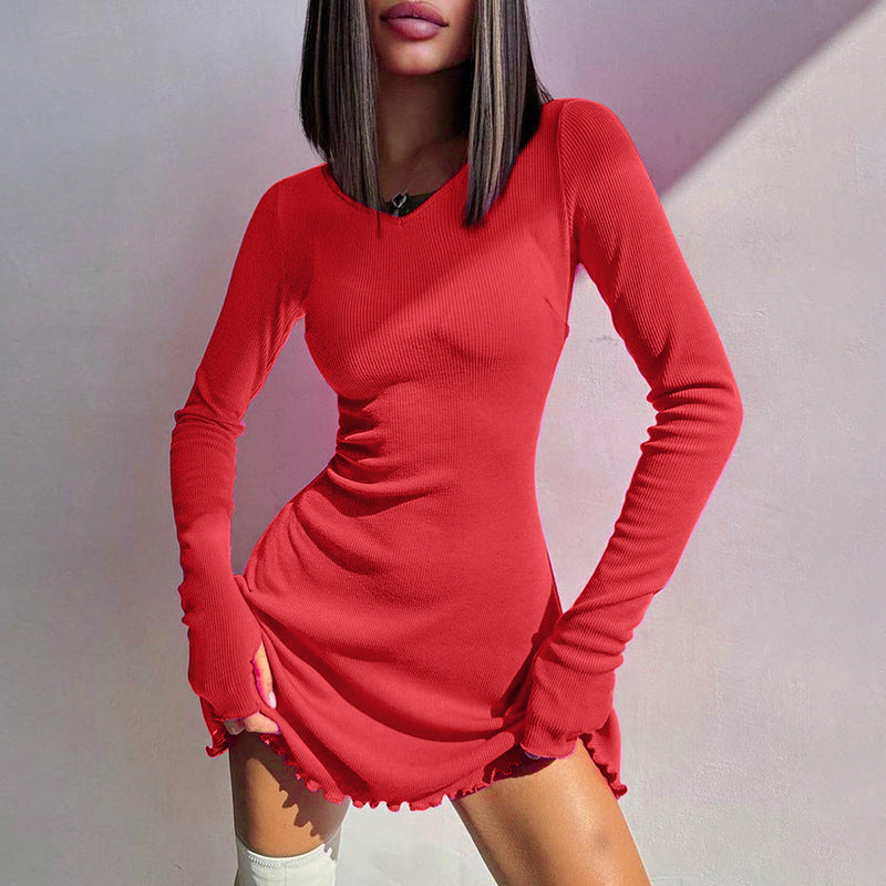 Scallop Hem Georgette Bodycon Dress