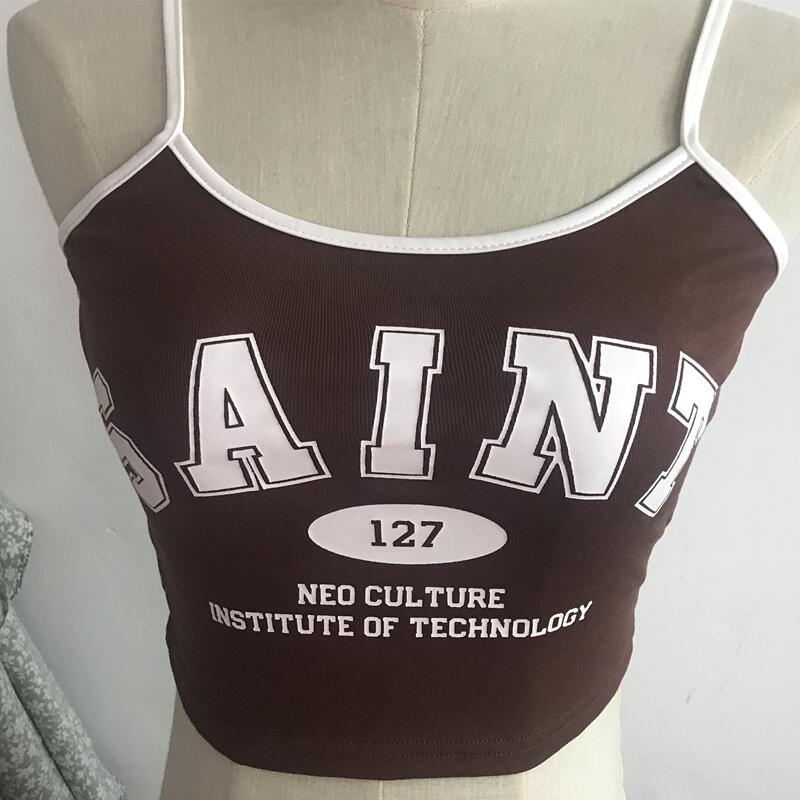 Women Shoulder Straps Crop Top