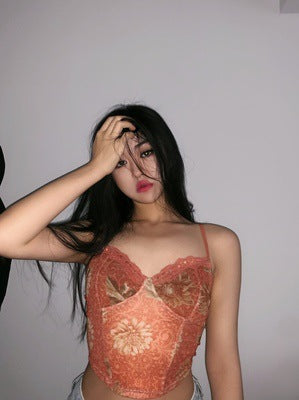 Floral Print Net Top