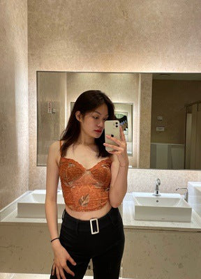 Floral Print Net Top