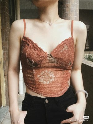 Floral Print Net Top