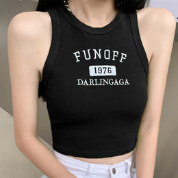 Solid Typography Georgette Tank Top