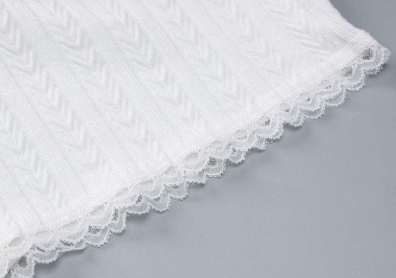 Cuffed Sleeves Lace-Up crop Top