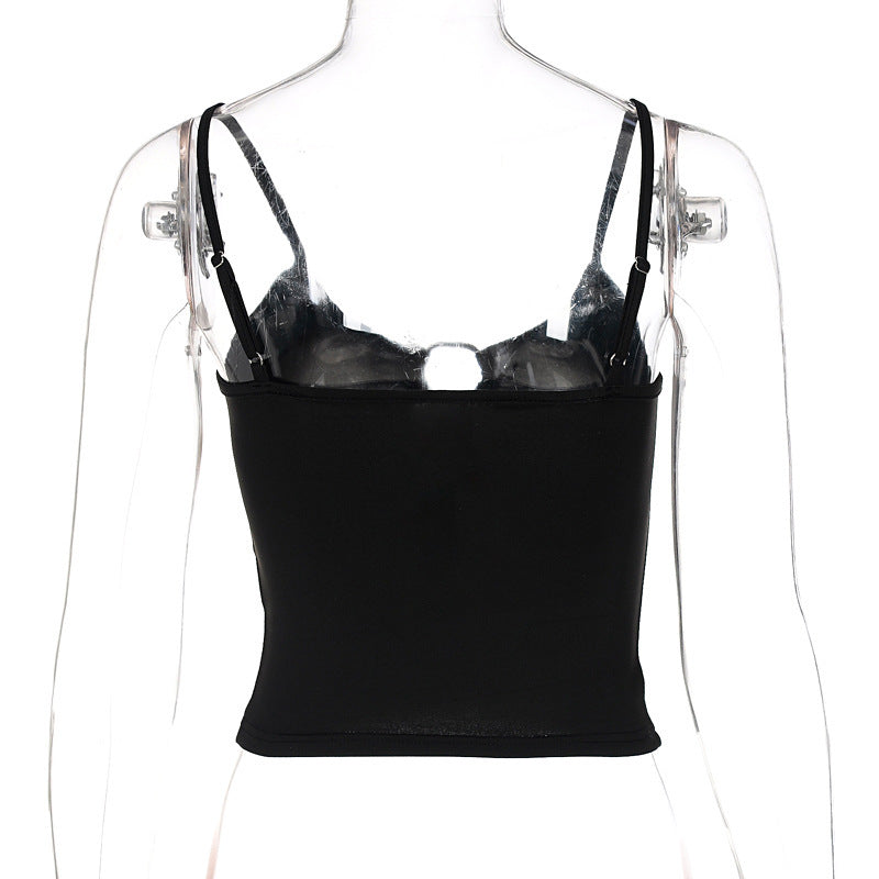 Black Plunge Neck Crop Top