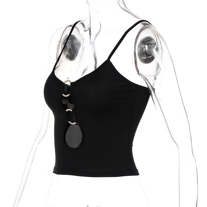 Black Plunge Neck Crop Top