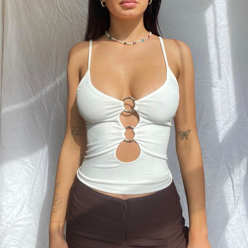 shoulder straps cut out bralette Top