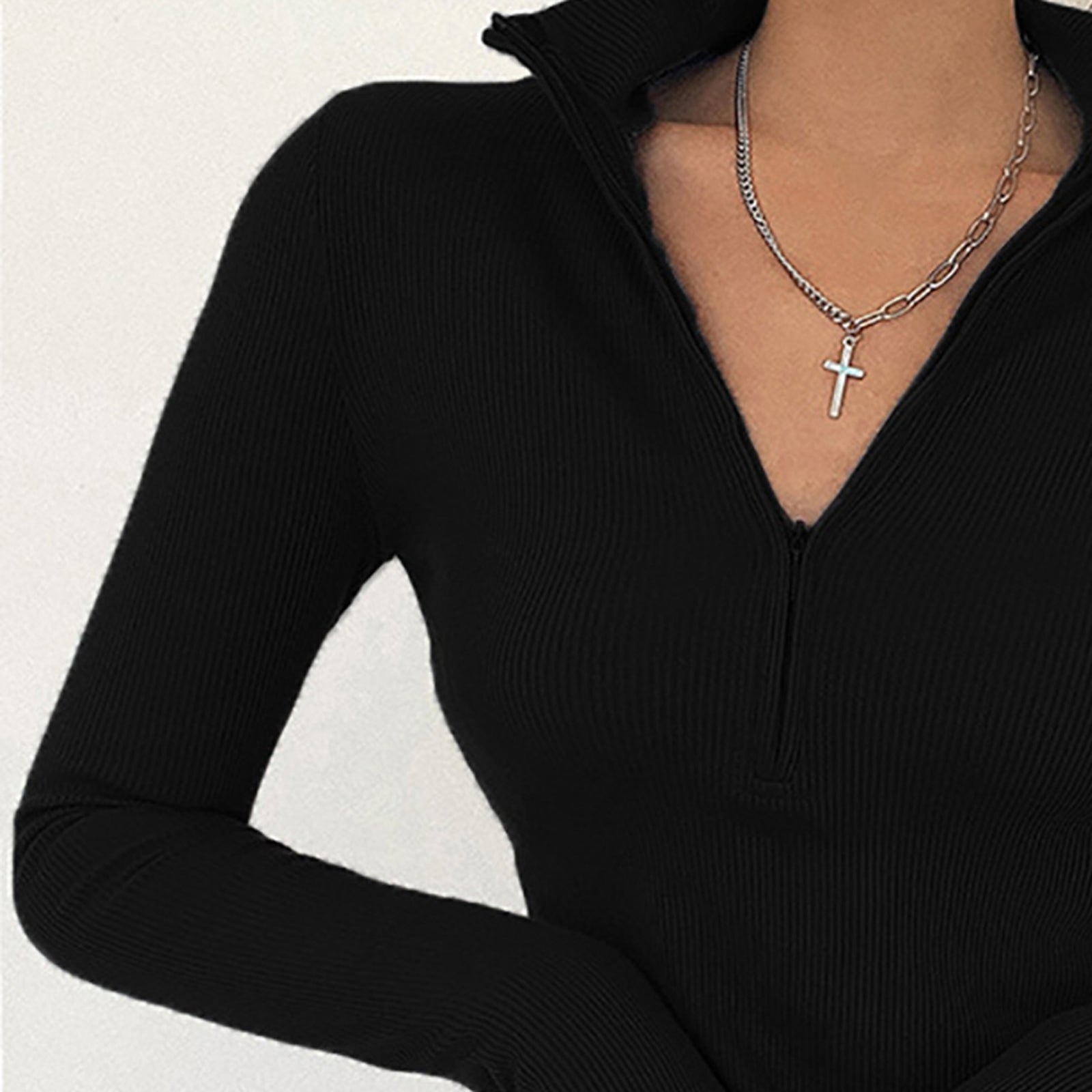 Women Extended Sleeves Crop Top