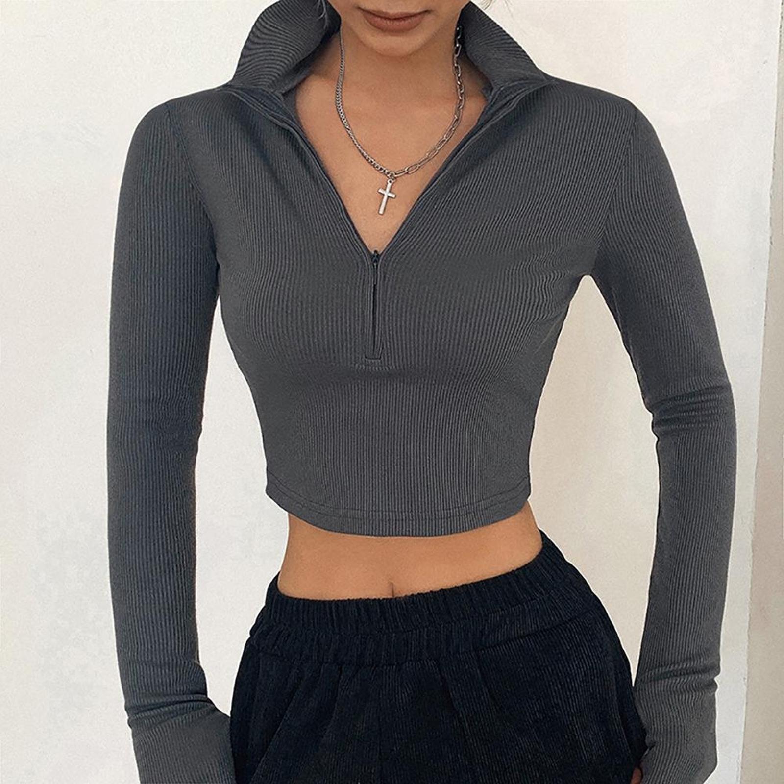 Women High Neck Fitted Crop Top