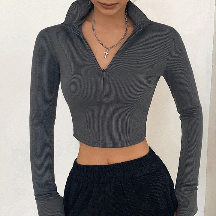 Women High Neck Fitted Crop Top