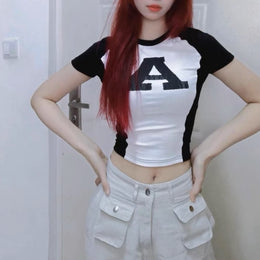 Typography Print Georgette Crop Top