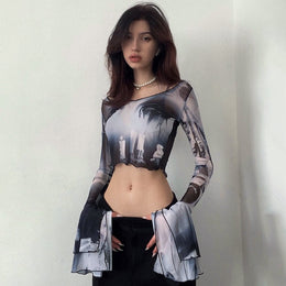 Print Georgette Crop Top