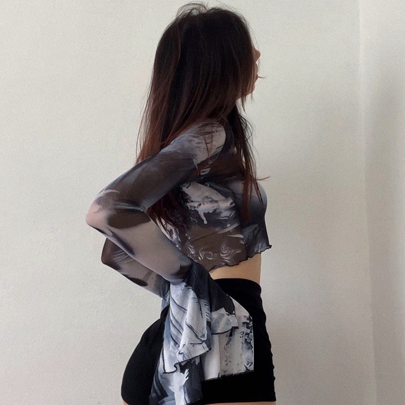 Print Georgette Crop Top