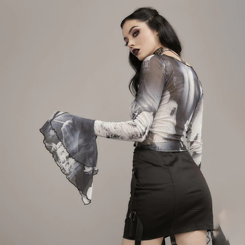 Print Georgette Crop Top