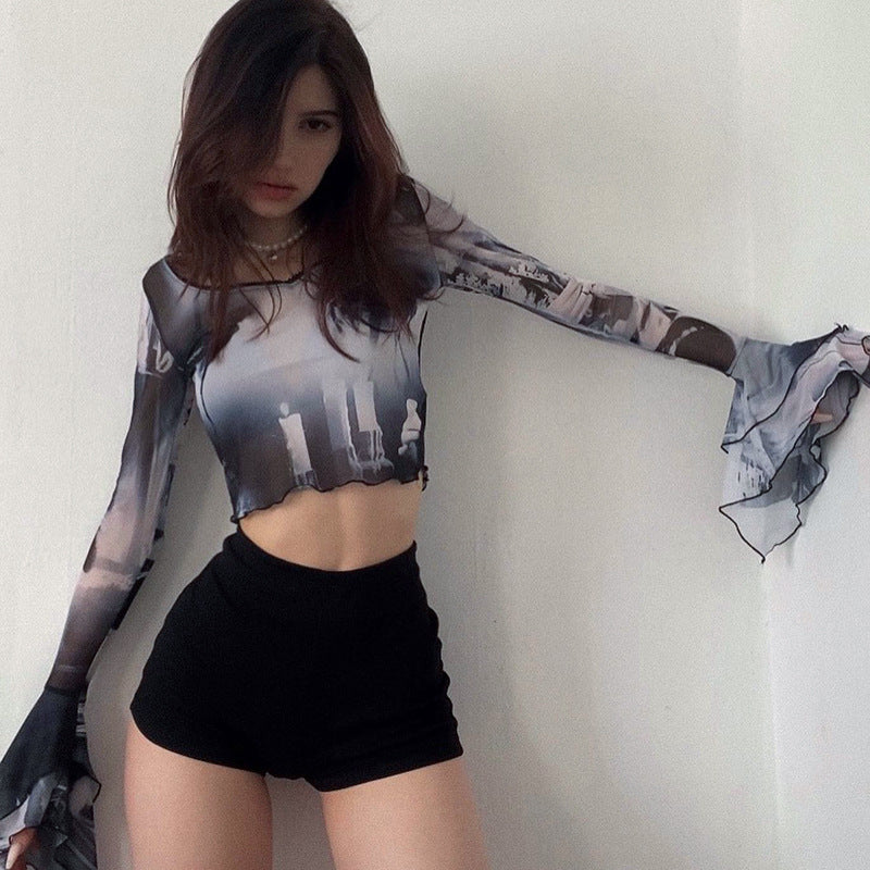 Print Georgette Crop Top
