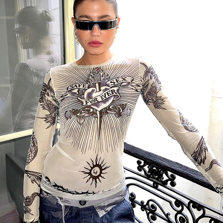 Women Abstract Printed Round Neck Top