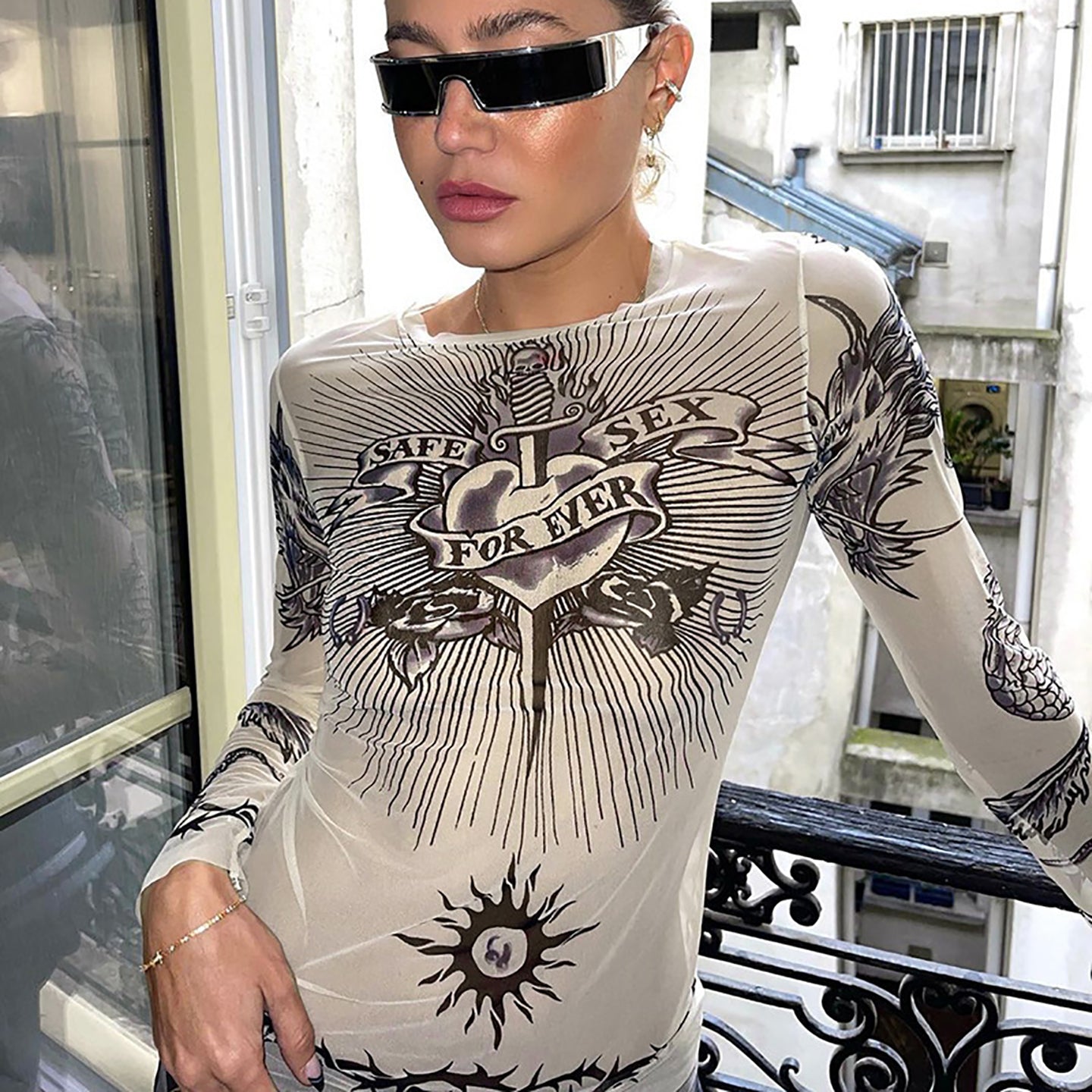 Women Abstract Printed Round Neck Top