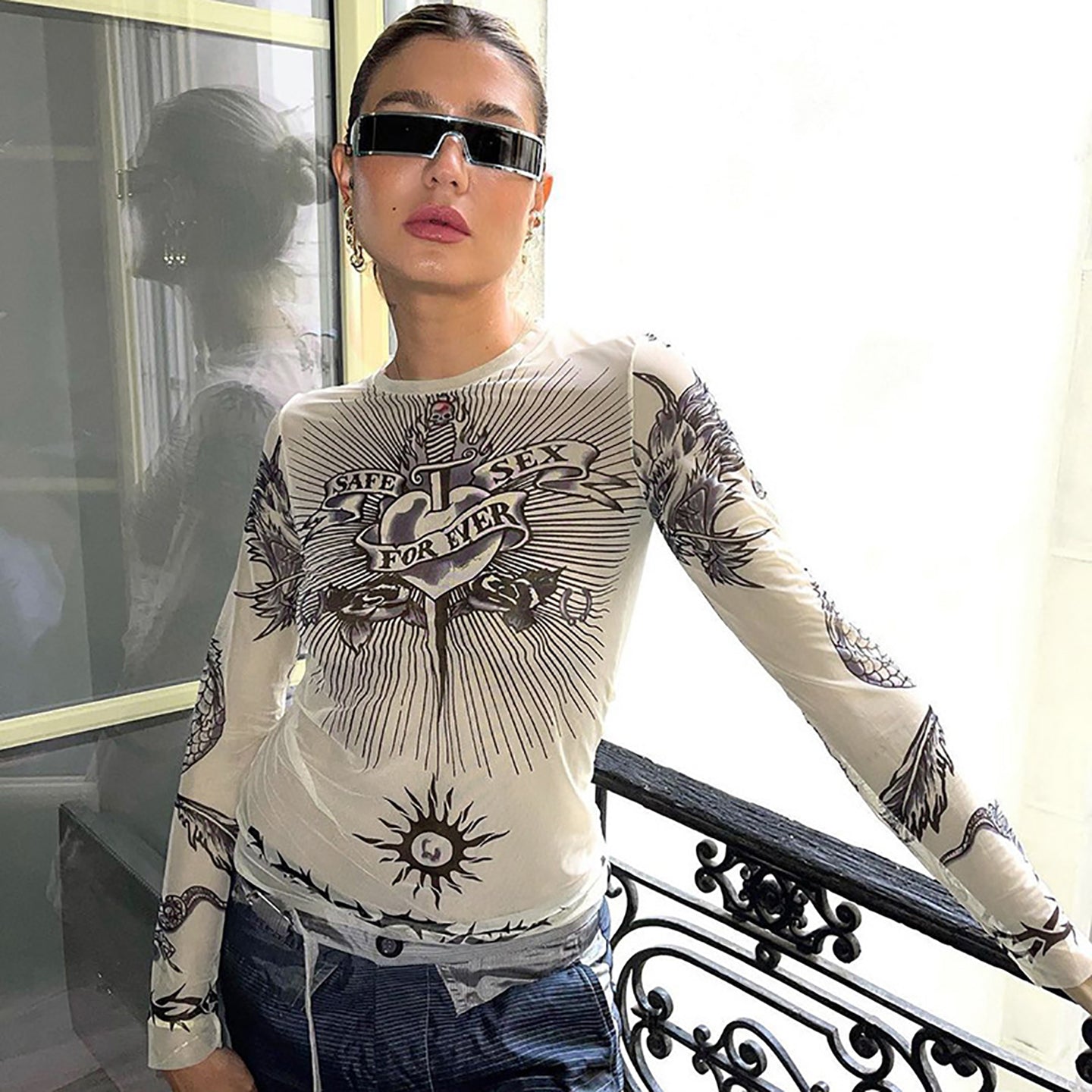 Women Abstract Printed Round Neck Top