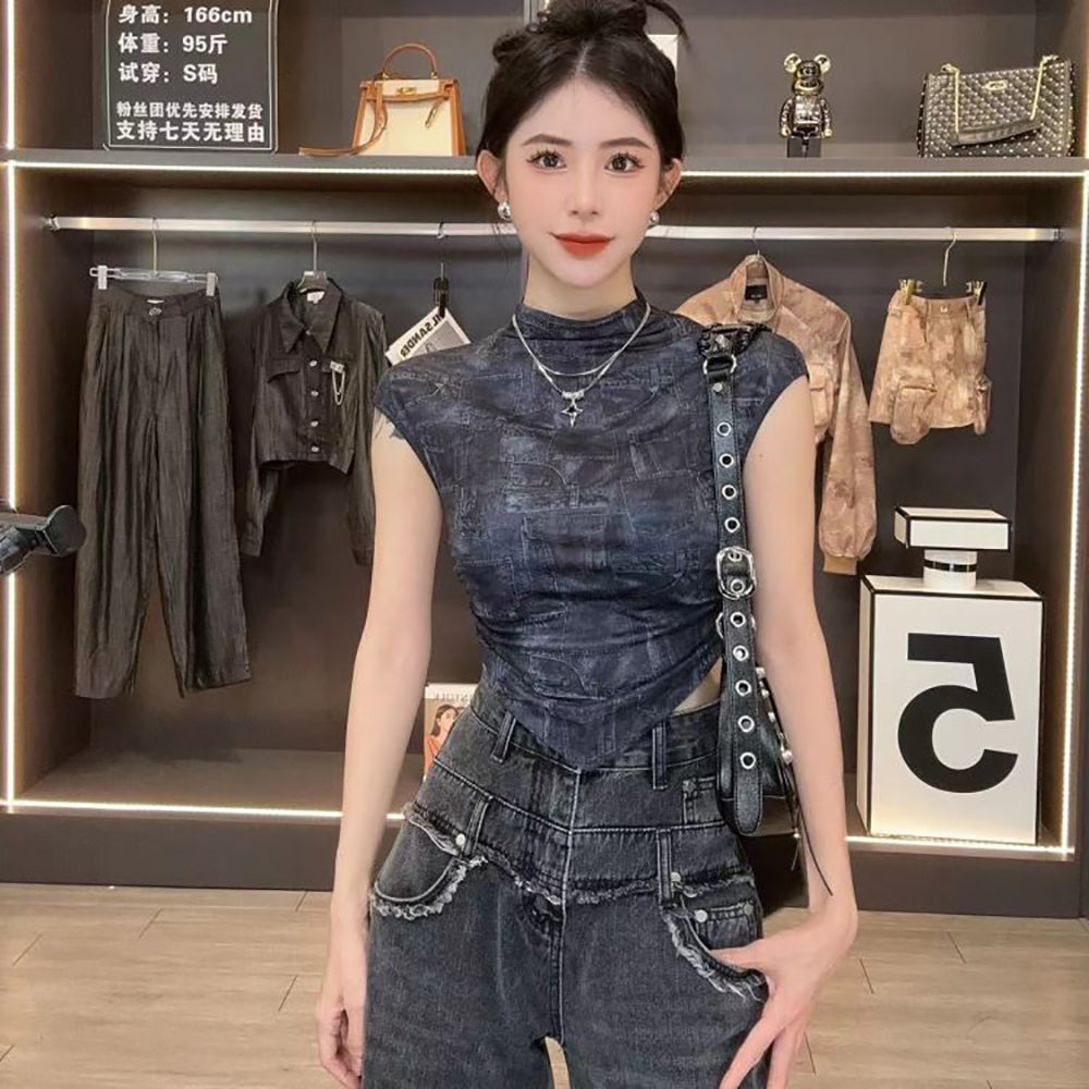 Women Abstract Printed Round Neck Top