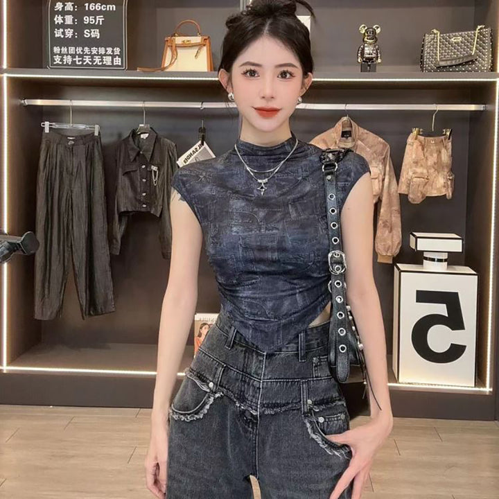 Women Abstract Printed Round Neck Top