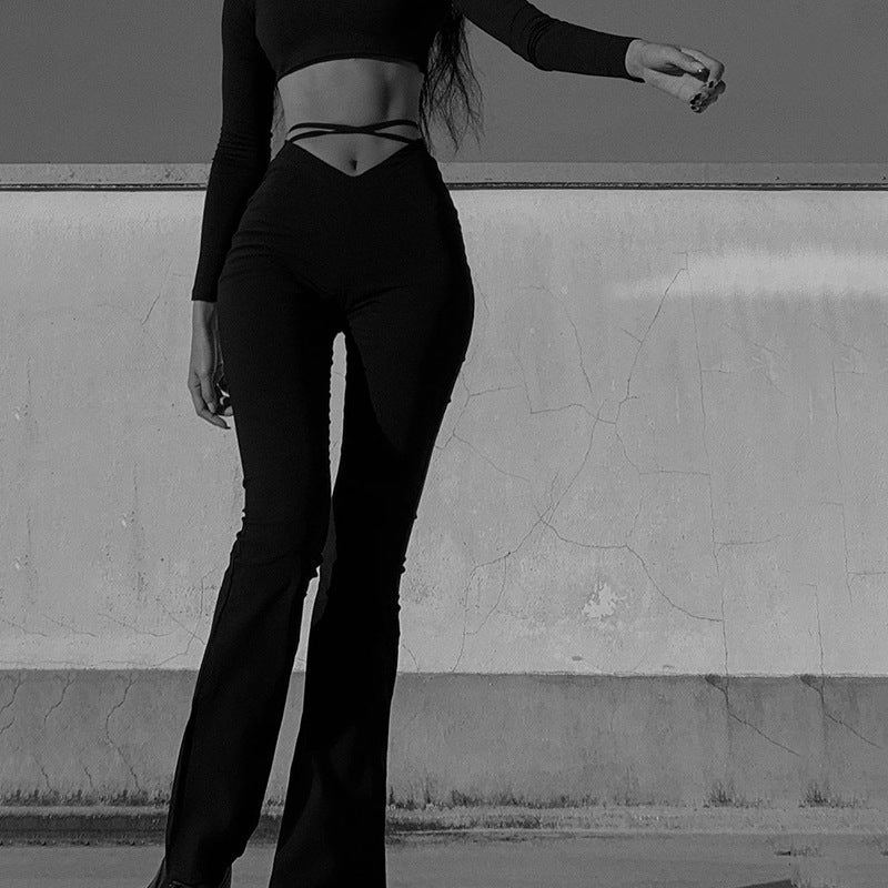 Women Solid Mid Rise Slim Fit Bootcut Trousers