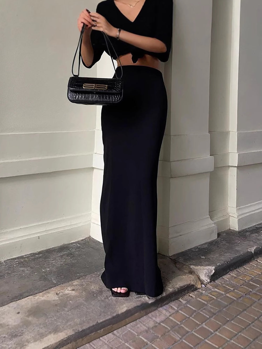 Women Solid Flared Maxi Skirt