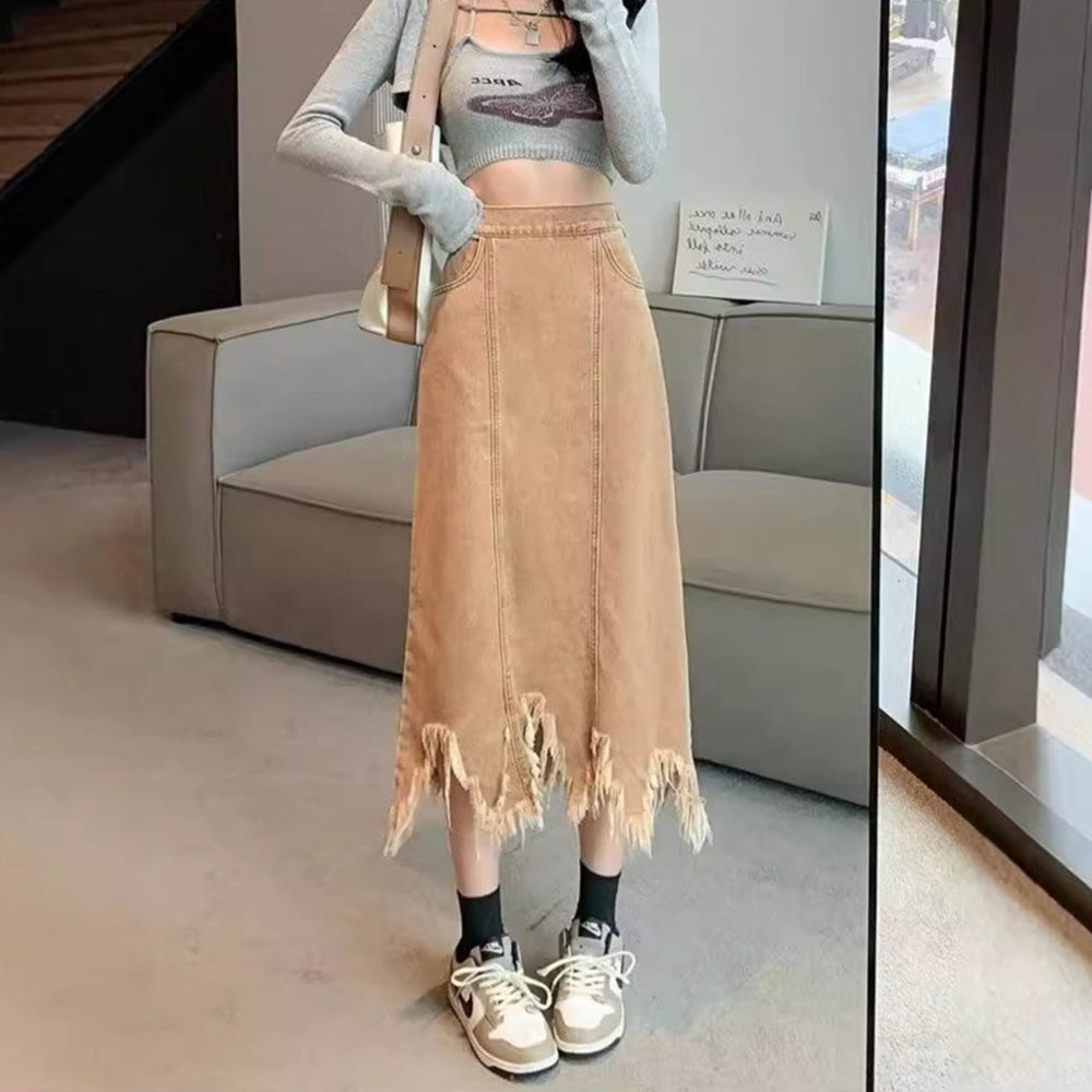 Women Solid Flared Midi Skirt