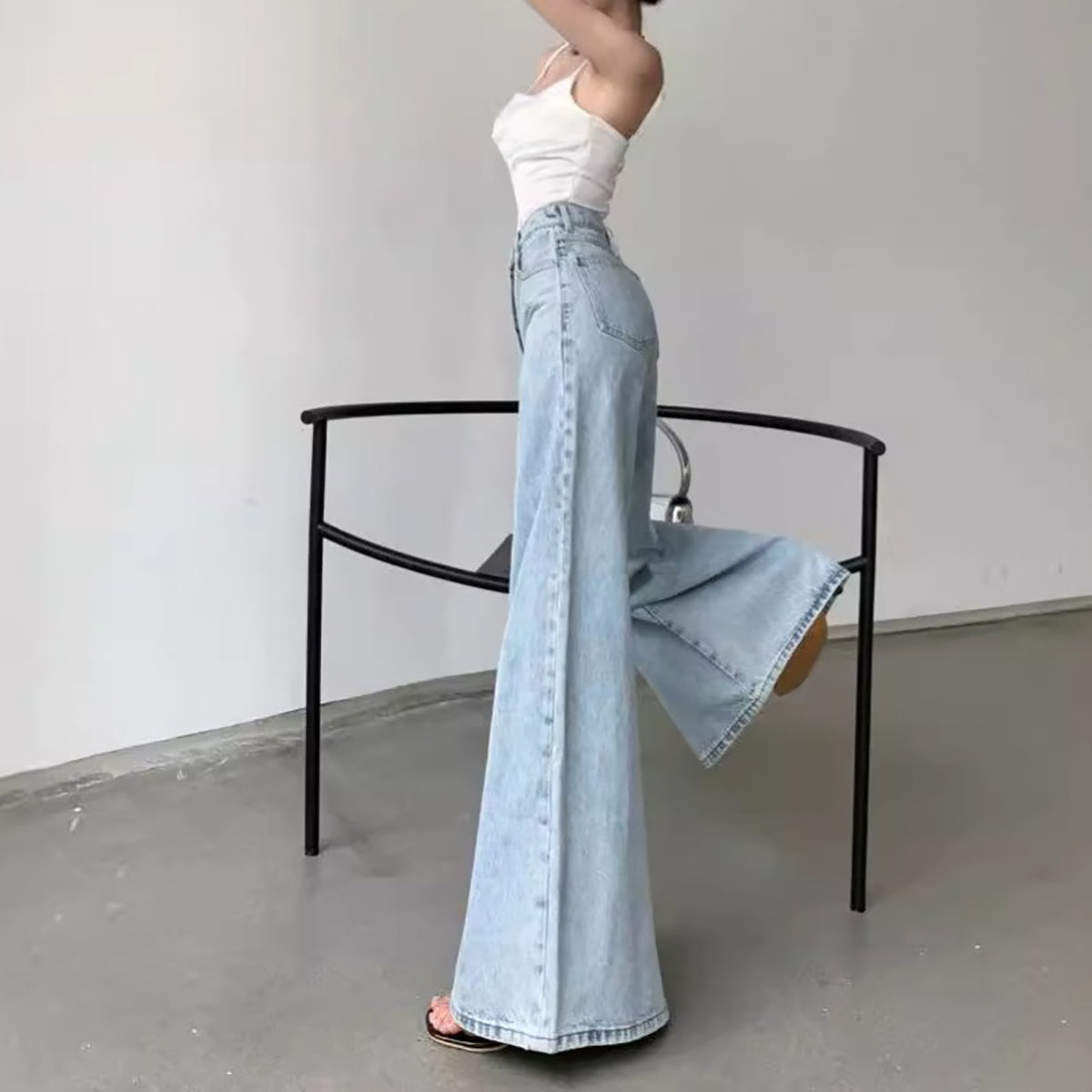 Women Wide Leg Heavy Fade Jeans