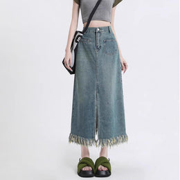 Women Solid Straight Midi Skirt