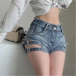 Women Mid-Rise Highly Distressed Heavy Fade Shorts Jeans