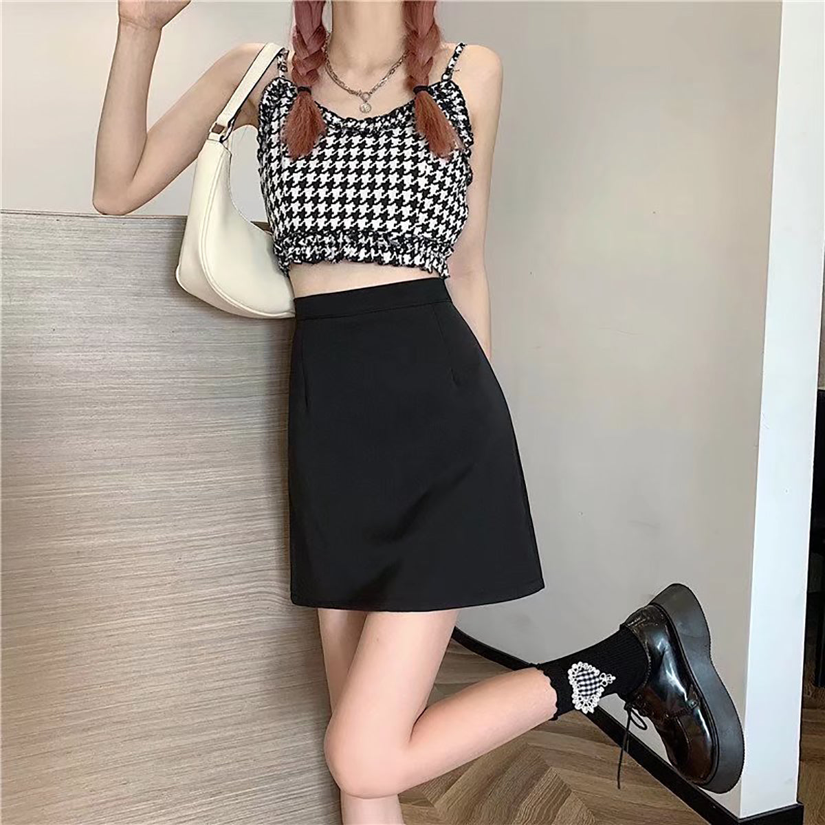 Women Solid A-Line Mini Skirt