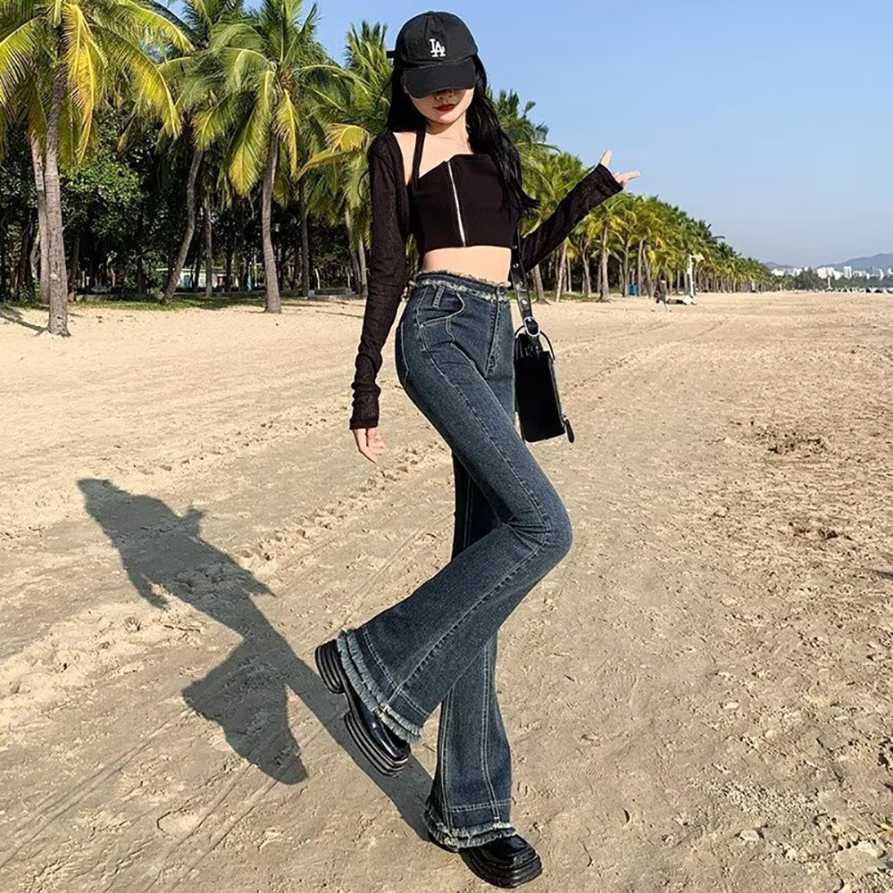 Women Wide Leg Light Fade Jeans