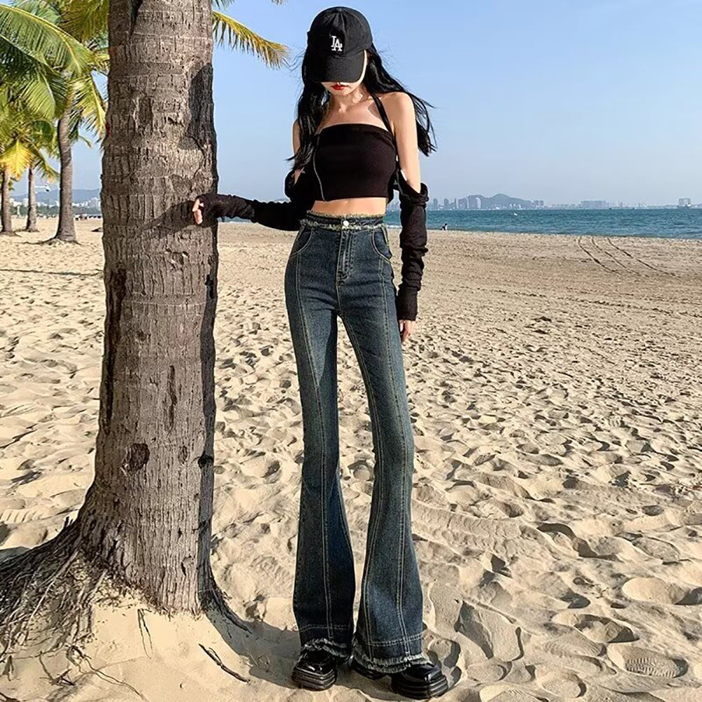 Women Wide Leg Light Fade Jeans