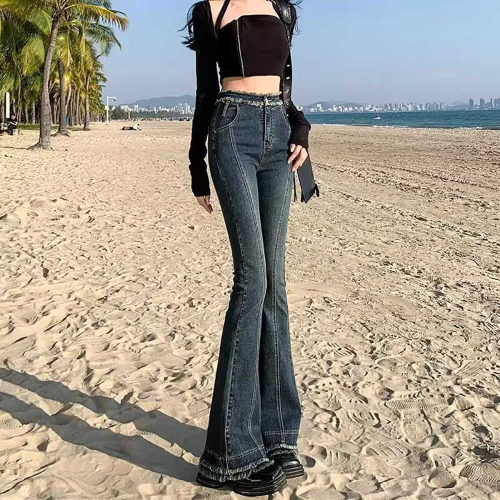 Women Wide Leg Light Fade Jeans