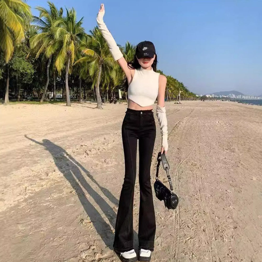 Women Cotton Bootcut High-Rise Jeans