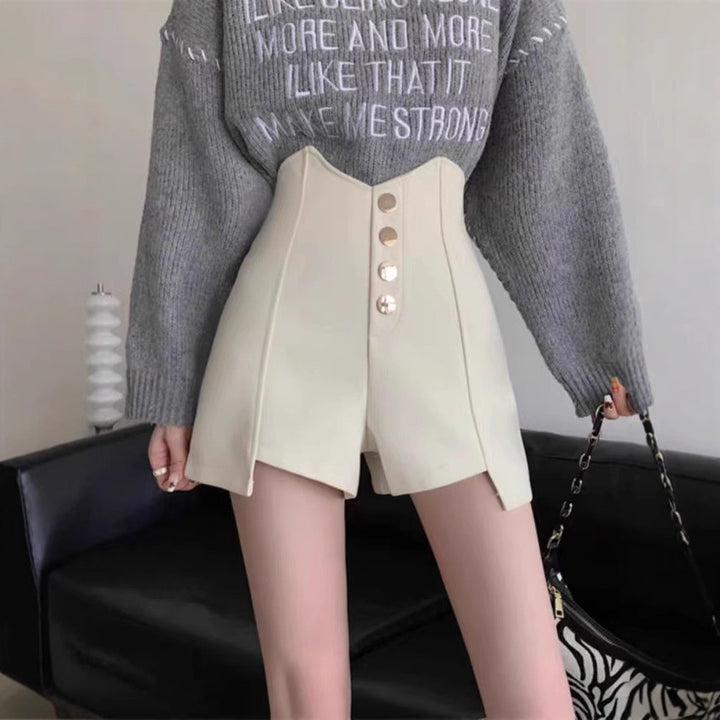 Solid High-Rise Regular Shorts