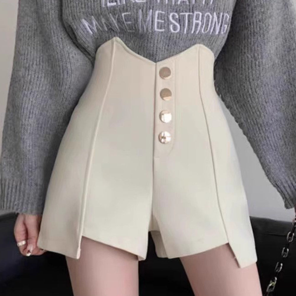 Solid High-Rise Regular Shorts