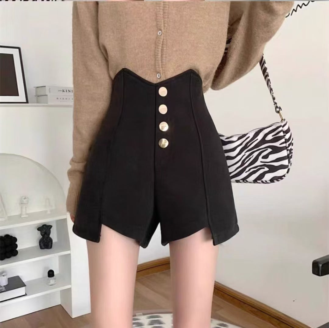 Solid High-Rise Regular Shorts